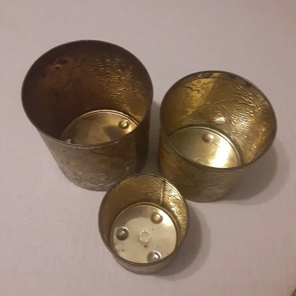 Vintage Holland Distressed Aged Tin Canister set Decor Cottage